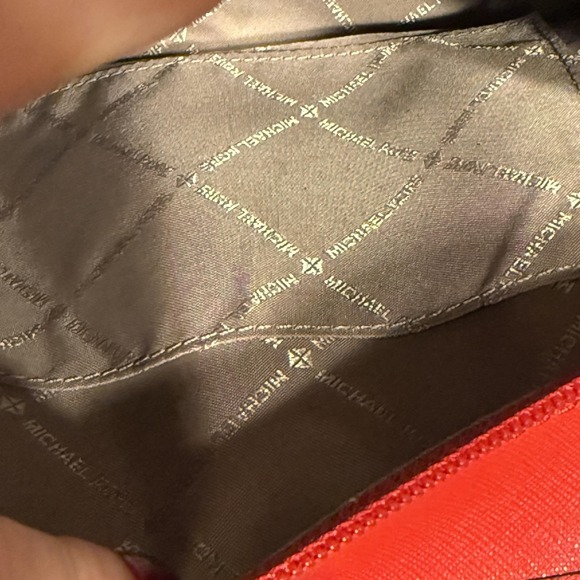 Michael Kors Crossbody Bag Womens Red Saffiano Leather Small MK Tote Purse - Picture 8 of 14